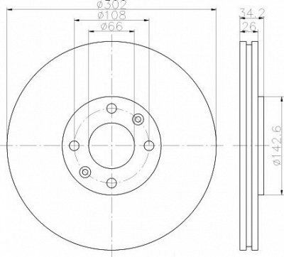 HELLA PAGID 8dd355119161 -  Диск тормозной вентилируемый